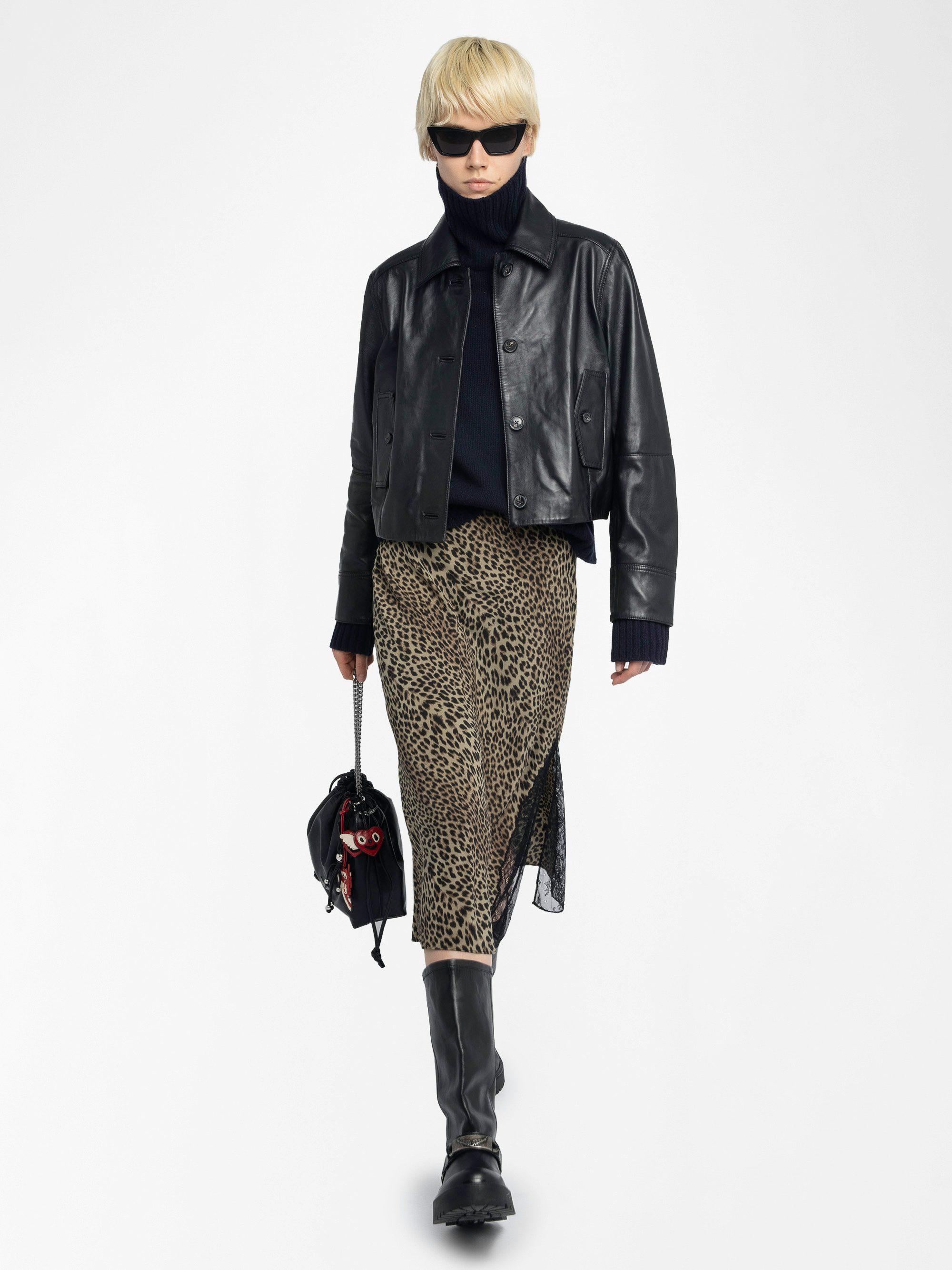 Jayla Skirt - Mid-length lingerie-inspired viscose skirt with lace.